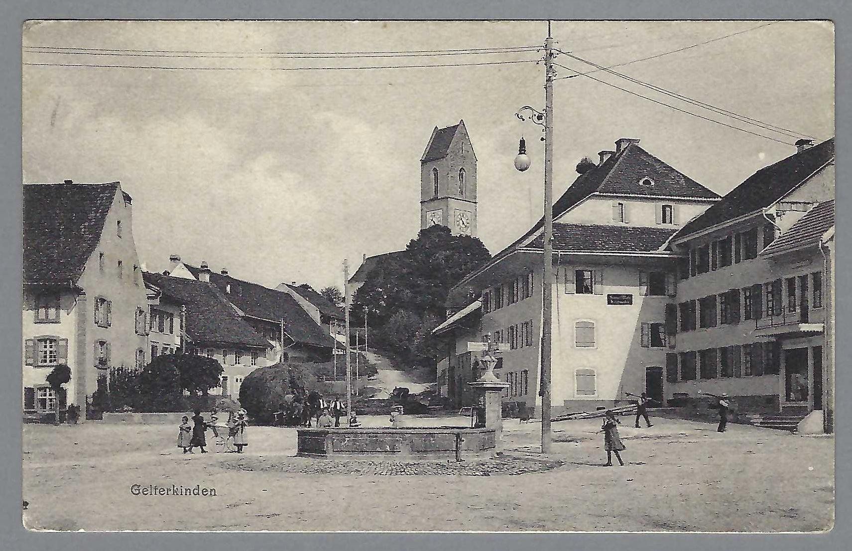 Cartoline postali: 1908, GELTERKINDEN, DORFPLATZ, BELEBT – Usato da Pura venduto da ulisse1957
