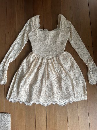 Cream long sleeve mini dress