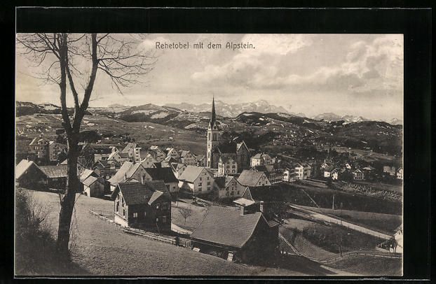 Cartoline postali: Rehetobel, Ortsansicht mit dem Alpstein – Usato da Berlin venduto da bartko-reher