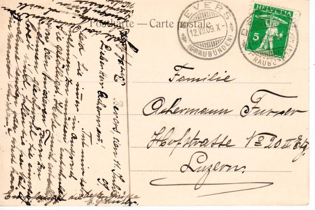 Cartoline postali: Bevers 1909 – Usato da Wolhusen venduto da Curver9 1