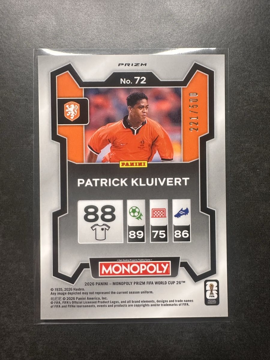 Panini Sammelbilder & Trading cards: Patrick Kluivert 221/500 Panini Prizm No.72  – Neu (gemäss Beschreibung) aus Walliswil b.Wangen von Swiss-Trading-Bros 1