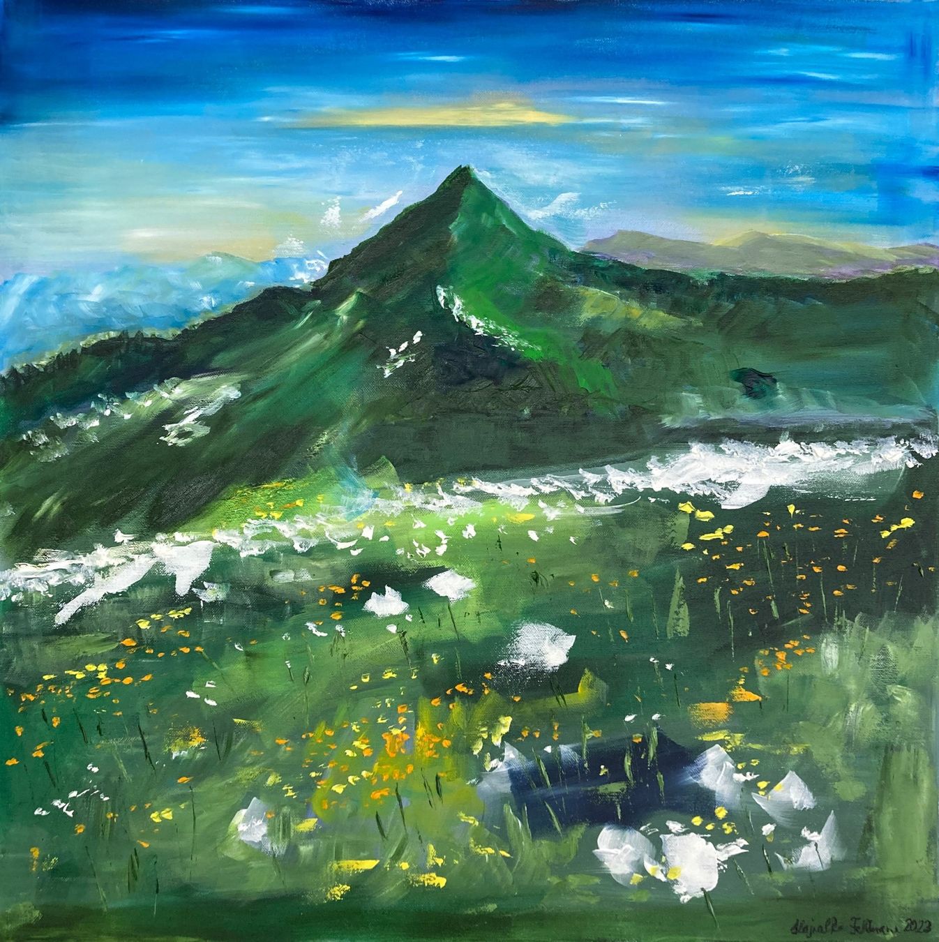 Dipinti: Berglandschaft Gemälde, Original Ölbild auf Leinwand – Nuovo (secondo la descrizione) da Cham venduto da Felha