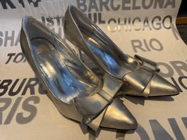 Damen Pumps Schuhe Sandalen Hight Heel Silber Gr 35
