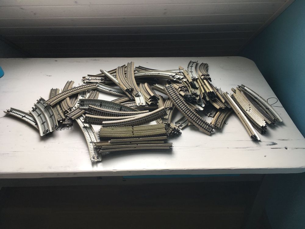 LOT De Rails TCR Pour Circuit De Voitures Miniatures - Droits, Courbes, Départ - Occasion