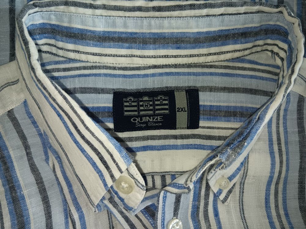 SERGE BLANCO "15" Chemise en lin / Leinen Hemd XXL 5