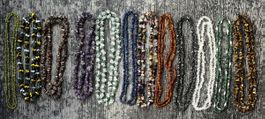 Kette Set 12 Stck. Verschiedene Steine Handgemacht 