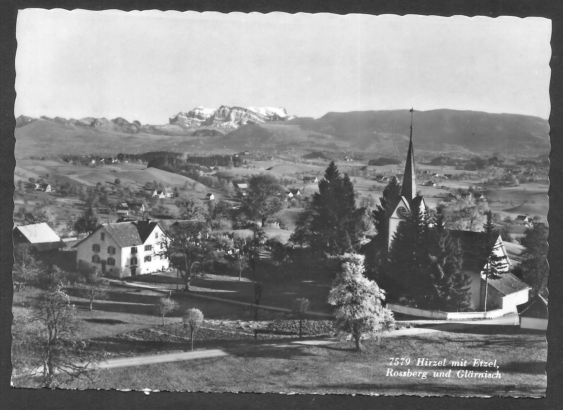 Cartoline postali: Hirzel Teilansicht mit Etzel Rossberg und Glärnisch – Usato da Olten venduto da clotaldi