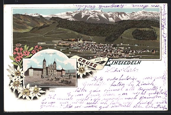 Cartoline postali: Litho Einsiedeln, Totalansicht, Kloster – Usato da Berlin venduto da bartko-reher