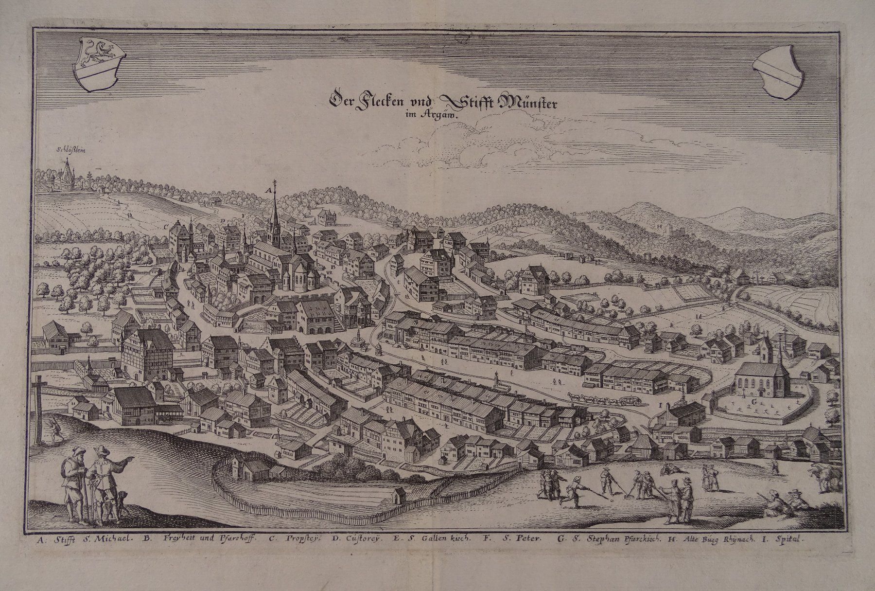 Incisioni: BEROMÜNSTER, KUPFERSTICH 1654 – Usato da Grüningen venduto da Kartensammler