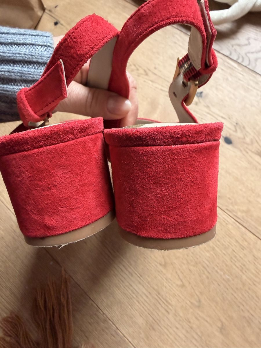 Damenschuhe: Boden Red Suede Slingback Block Heels, Size 37 EU Nice! – Neu (gemäss Beschreibung) aus Männedorf von iza04 2
