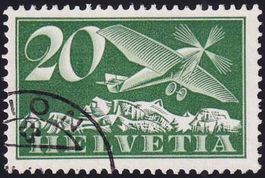 1940, Flugpostmarke Nr. F4y, gekreidetes Faserpapier gest.
