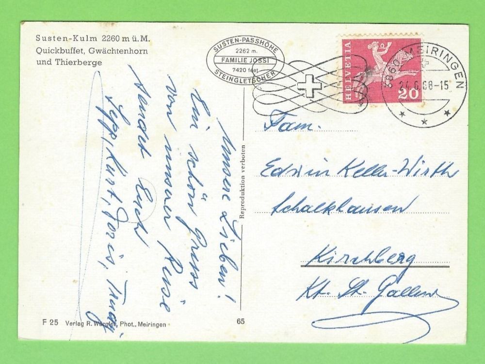 Cartoline postali: Susten-Kulm – Usato da Zürich venduto da t24_de 1