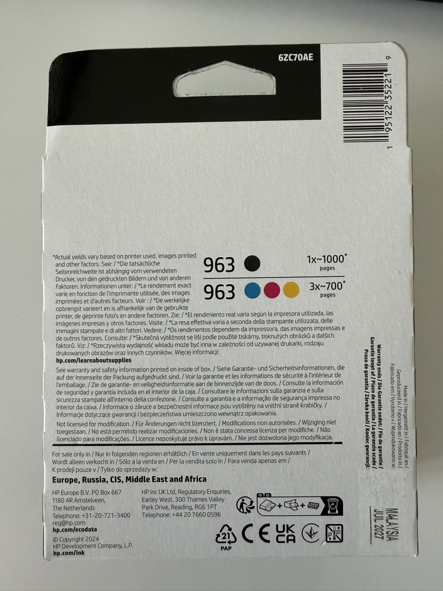 Hewlett Packard Cartucce per stampanti & toner: HP 963 Original 4er-Set Druckerpatronen Neu – Nuovo e nell'imballaggio originale da Adliswil venduto da Kiambu 1