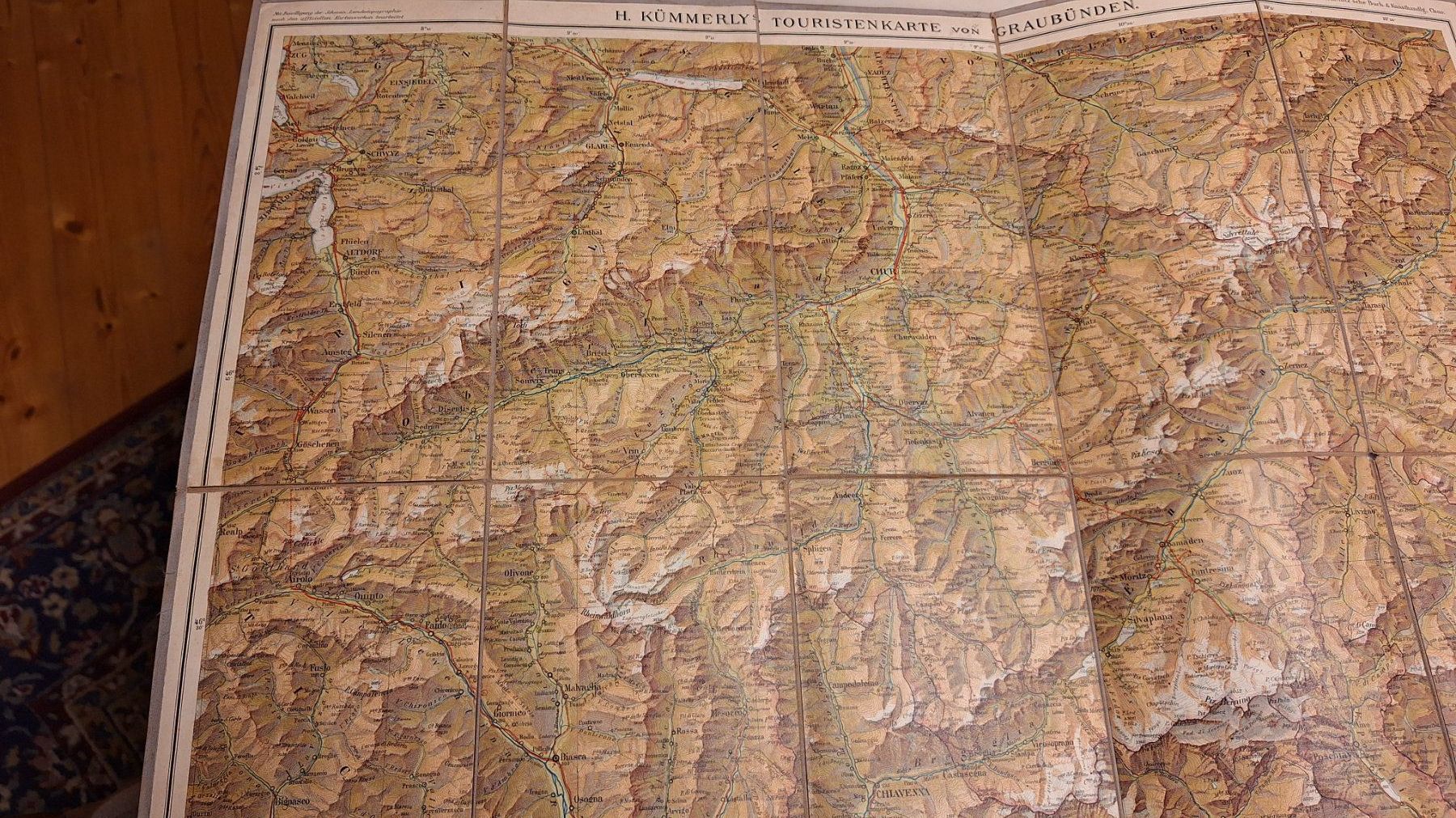 Landkarten & Atlanten: Wanderkarte von Graubünden - 1908 – Gebraucht aus Grabserberg von Sahara947 3