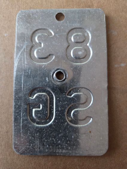 Sachs Insegne: Velonummer SG 83 plaque Velo – Usato da Schenkon venduto da Uhu007 1