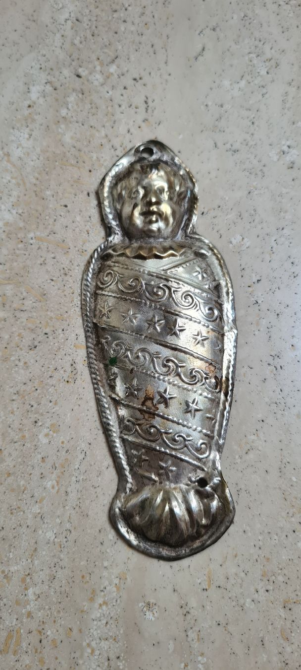 Figuren: Wickelkind Votivtäfelchen, Silber – Gebraucht aus Untersiggenthal von elisabeth076