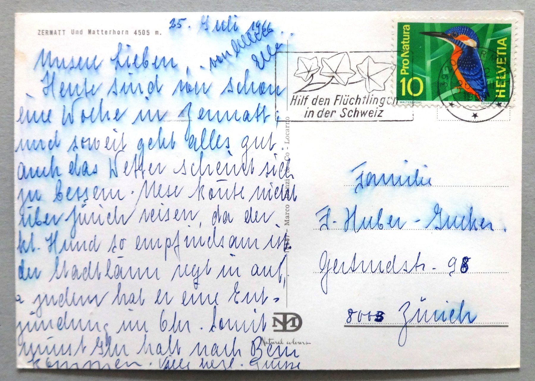 Cartoline postali: Zermatt und Matterhorn 4505 m – Difettoso da Fétigny venduto da Billy2miny 1