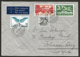 Flugpost Schweiz 1938 Brindisi Durban Johannesburg Luftpost