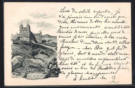 Litho Rigi Kulm, Panorama mit Hotel