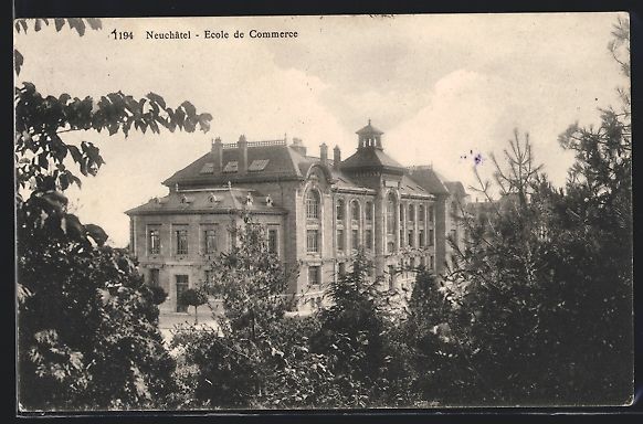 Cartes postales: AK Neuchatel, Ecole de Commerce, 1913 – D'occasion à Berlin par bartko-reher