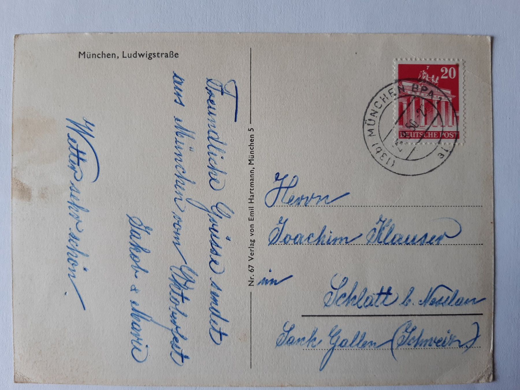 Cartes postales: Ansichtskarte München Ludwigstrasse, 1950 – D'occasion à Wattwil par yburgler 1