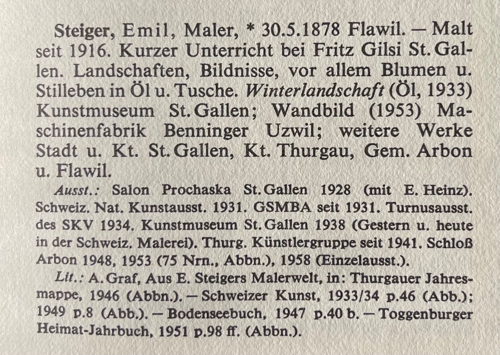 Dipinti: Steiger Emil (1878-1963) – Usato da Grosshöchstetten venduto da Perle1951 5