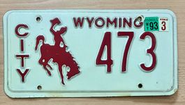 Wyoming Nummernschild "CITY 473" von 1993