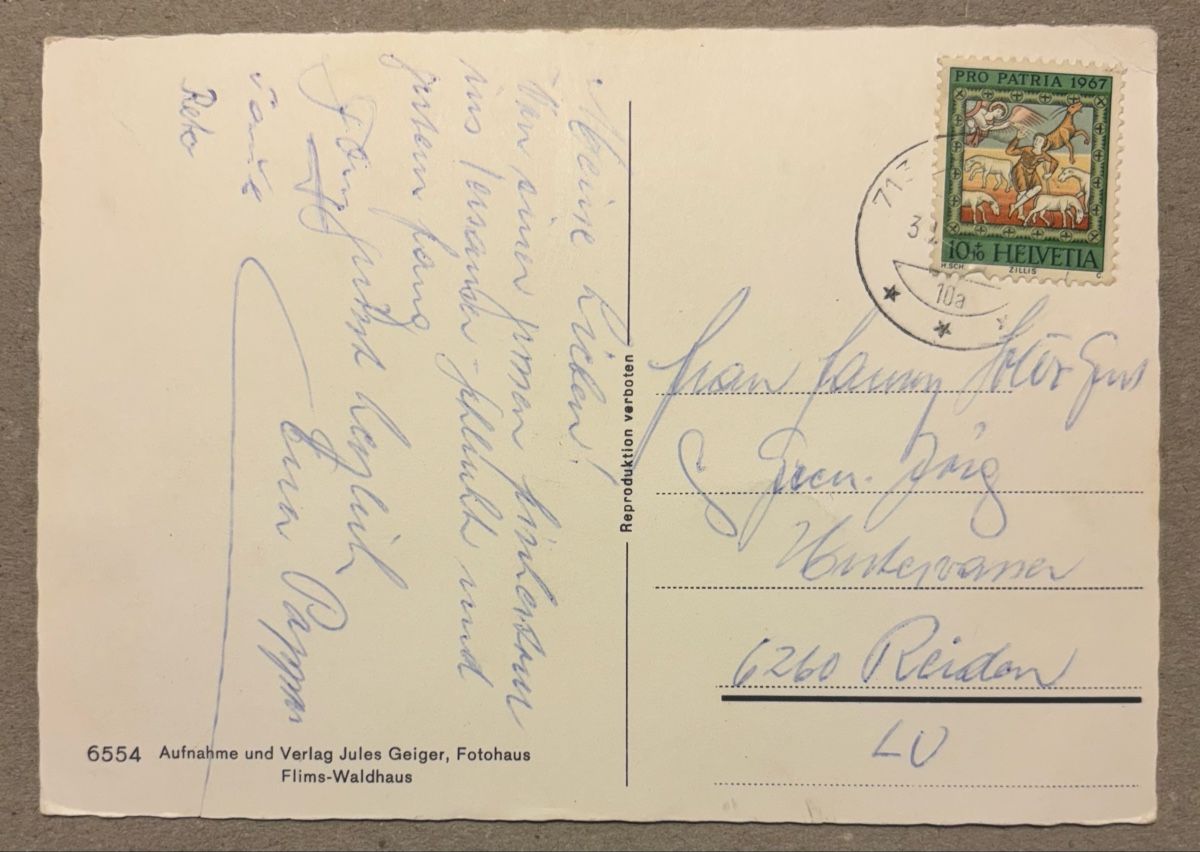 Cartoline postali: Ansichtskarte Sagens, Dorfpartie , Sagogn – Usato da Luzern venduto da Balbel 1