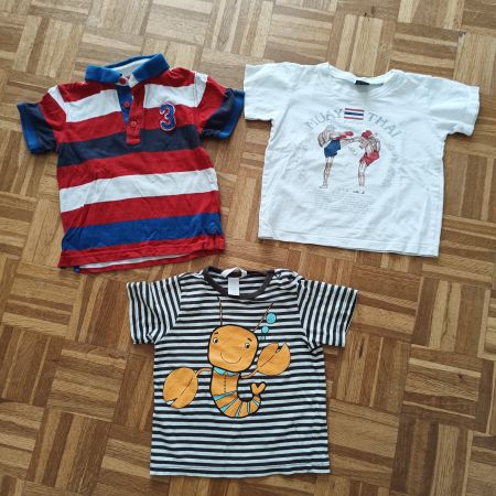 Kinder 3x T-Shirts Gr 86 Set Muay Thai, gestreift, Polo