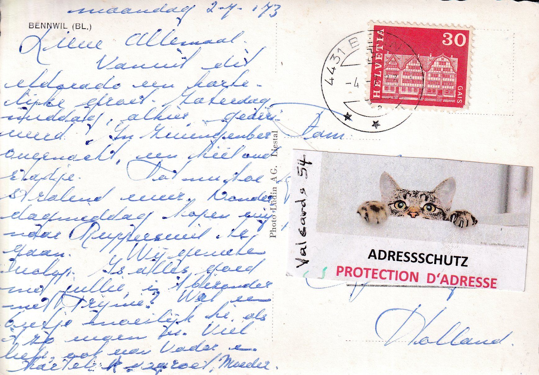 Cartoline postali: Bennwil   BL       um 1973 – Usato da Brig venduto da Valcards54 1