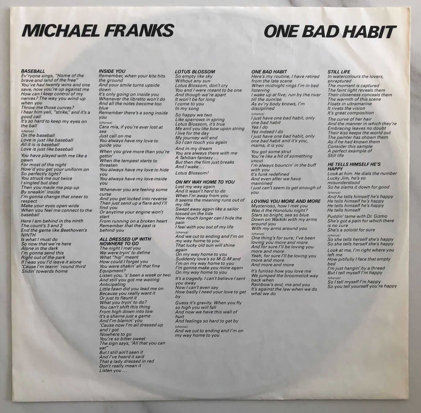 Dischi in vinile: MICHAEL FRANKS - ONE BAD HABIT – Usato da Poliez-Pittet venduto da Newtown-Records 2