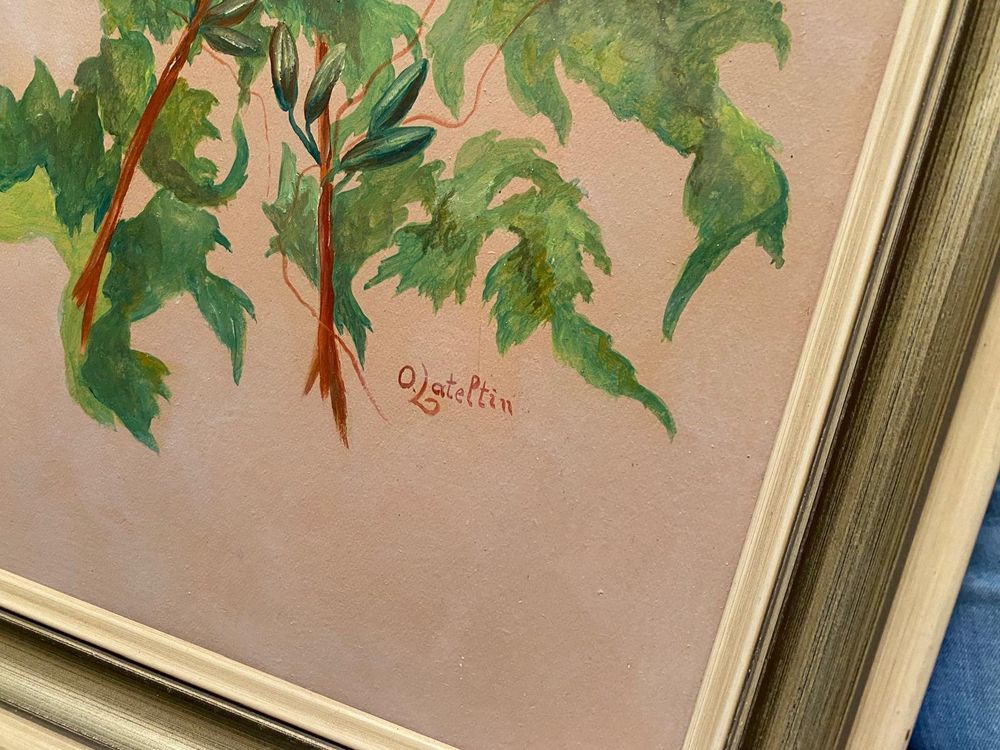 Tableaux: Quadro vintage con fiori lilla, firmato O. Lateltin – D'occasion à Pura par and_8dzs 1