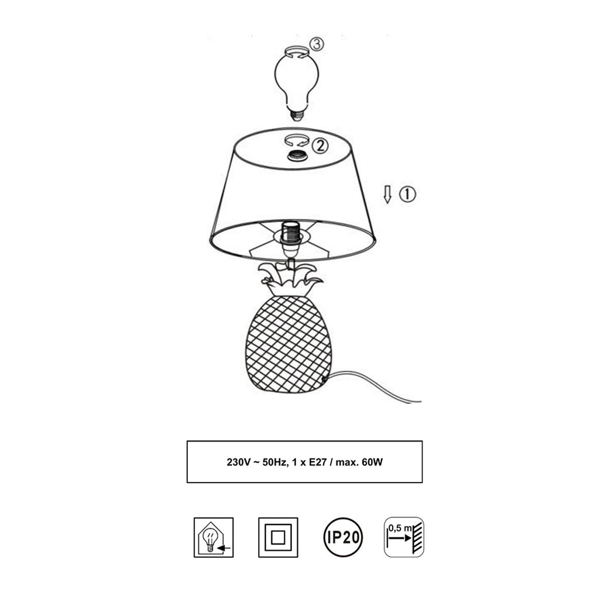 Lampade: Tischleuchte, Stoff, Keramik, 43 cm Höhe – Nuovo (secondo la descrizione) da Kreuzlingen venduto da Smart-Light 4