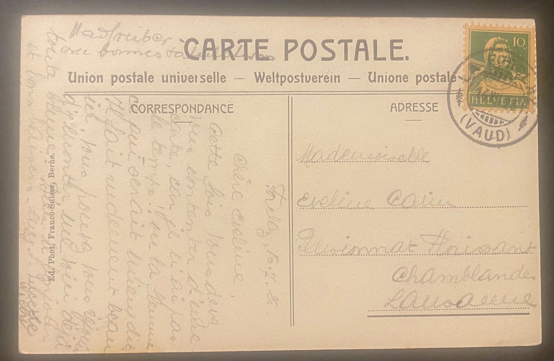 Cartoline postali: 1925: Carte de la Forclaz ( Vaud ) – Usato da Walperswil venduto da Tcheidi 1