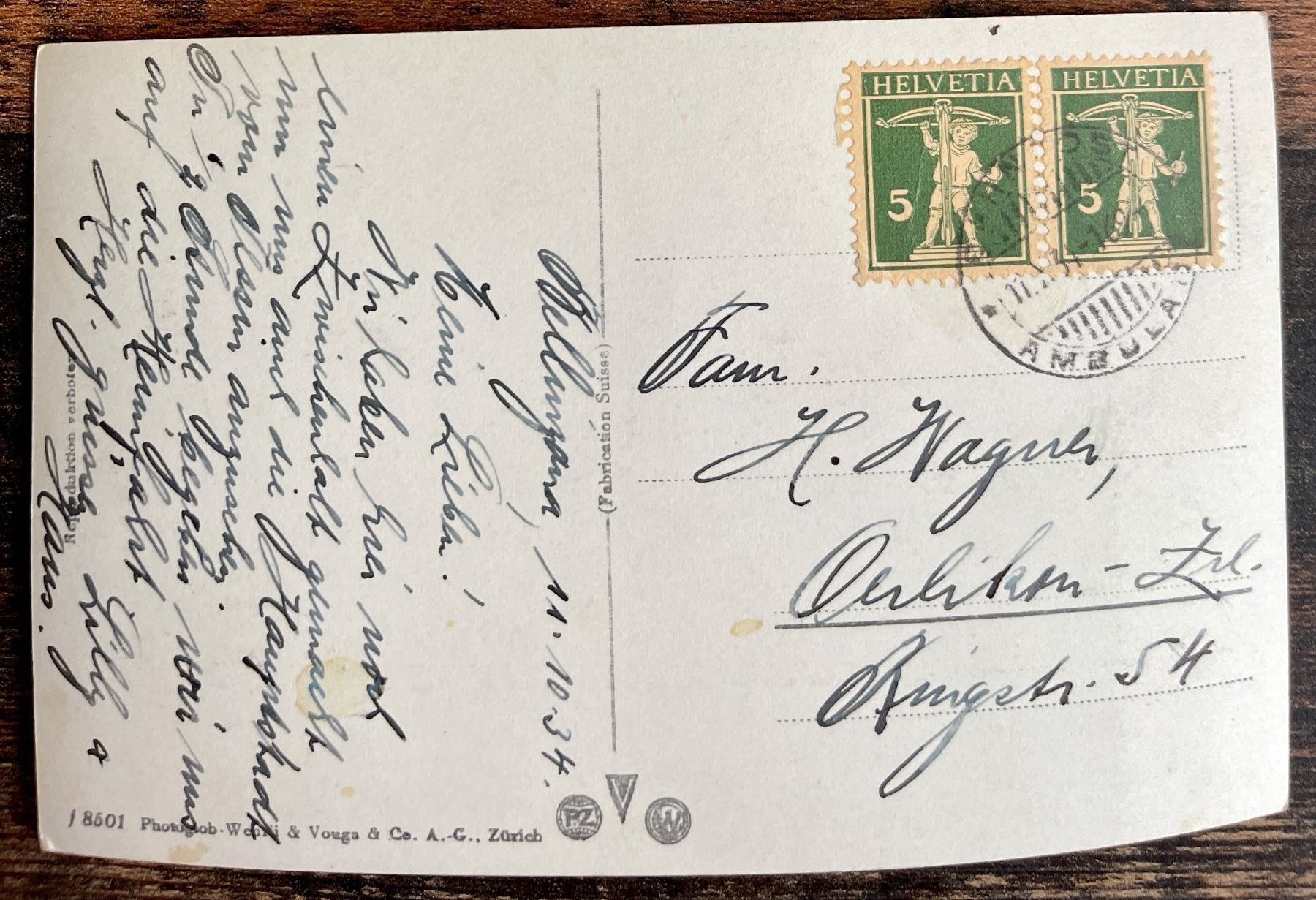 Cartoline postali: BELLINZONA: BELLE VUE 1934 – Usato da Lutry venduto da Ediego 1