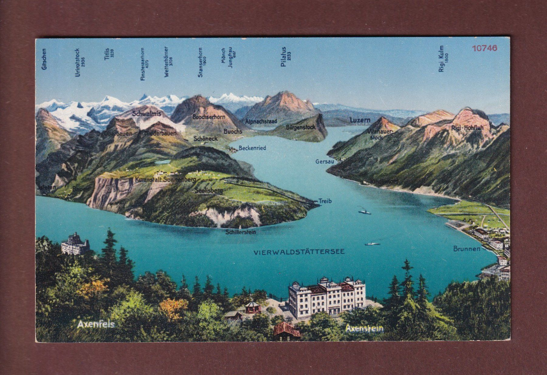 Cartoline postali: AXENSTEIN und Umgebung - Vogelschau – Usato da Pully venduto da nicecards-shop