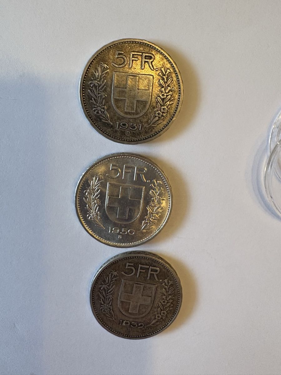 Tutti le monete: 5chf 1950, 1932, 1931 – Usato da Murten venduto da Tzaugg