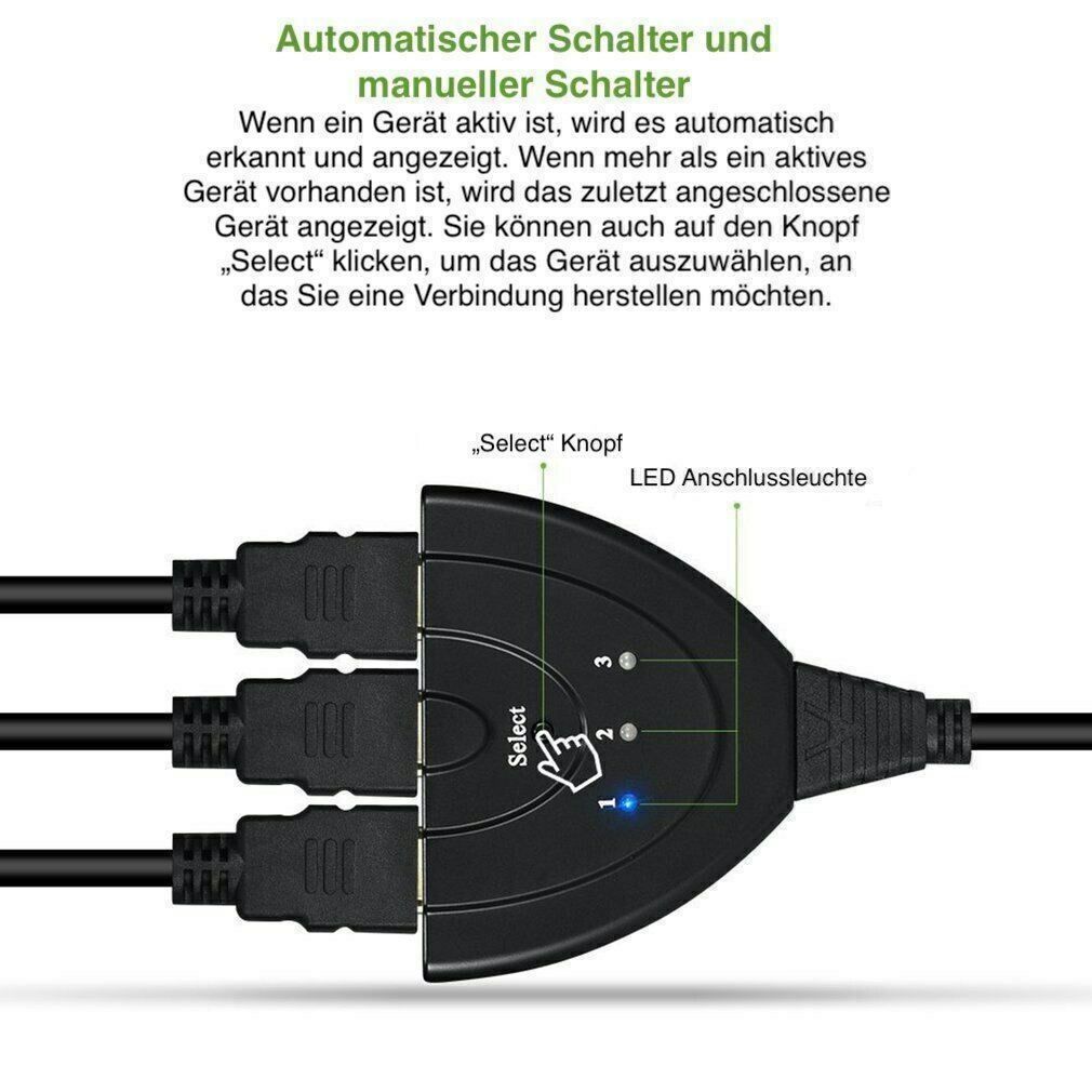 Cavi: 1M kabel + HDMI 3in1 Splitter Verteiler – Nuovo (secondo la descrizione) da Kirchdorf AG venduto da Apost008 2
