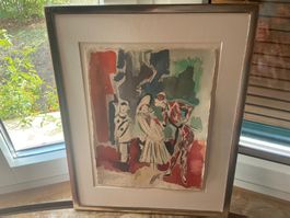 Aquarell Bild F. Koulen 1929 gerahmt gebraucht 49/39cm