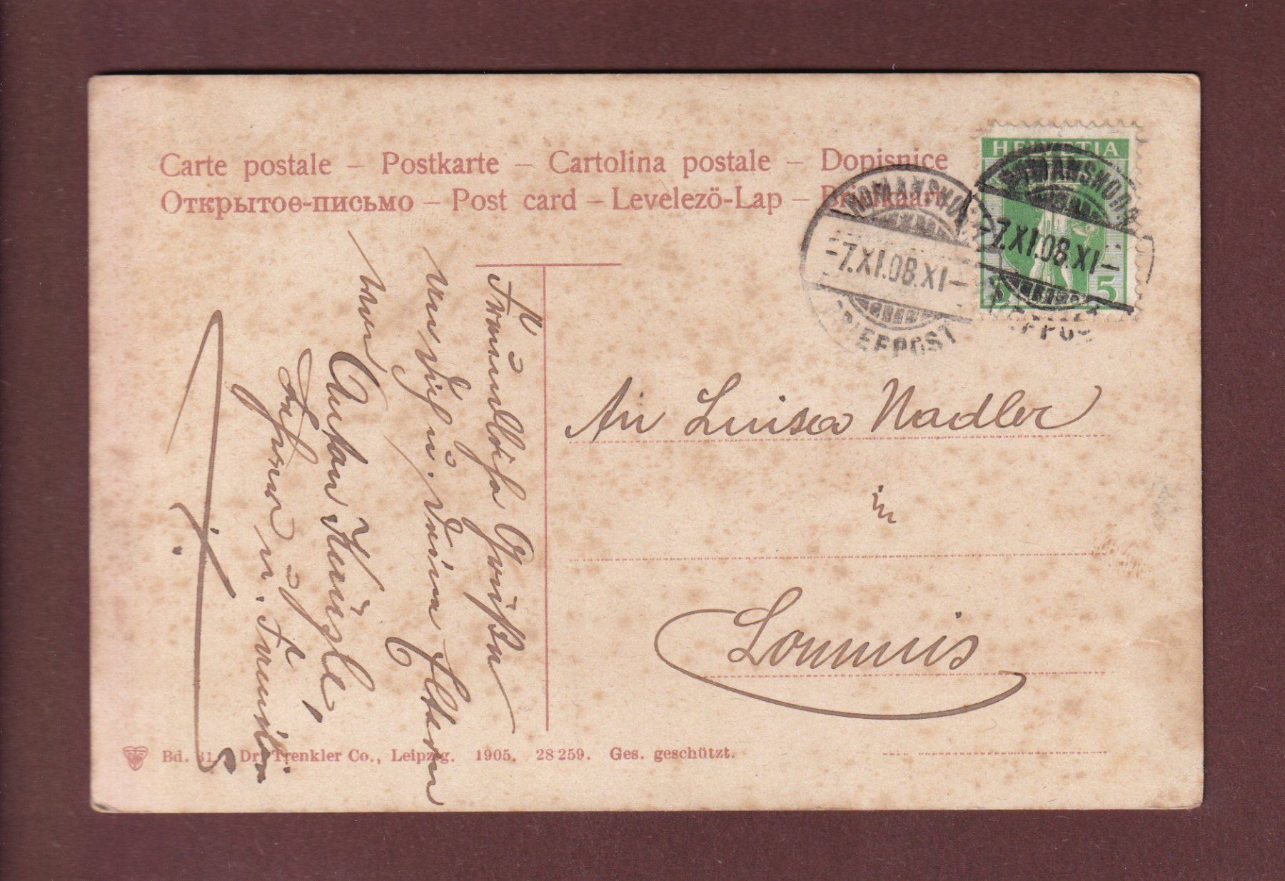 Cartoline postali: ROMANSHORN-INSEL - Gruss vom Bodensee - 1908 – Usato da Pully venduto da nicecards-shop 1