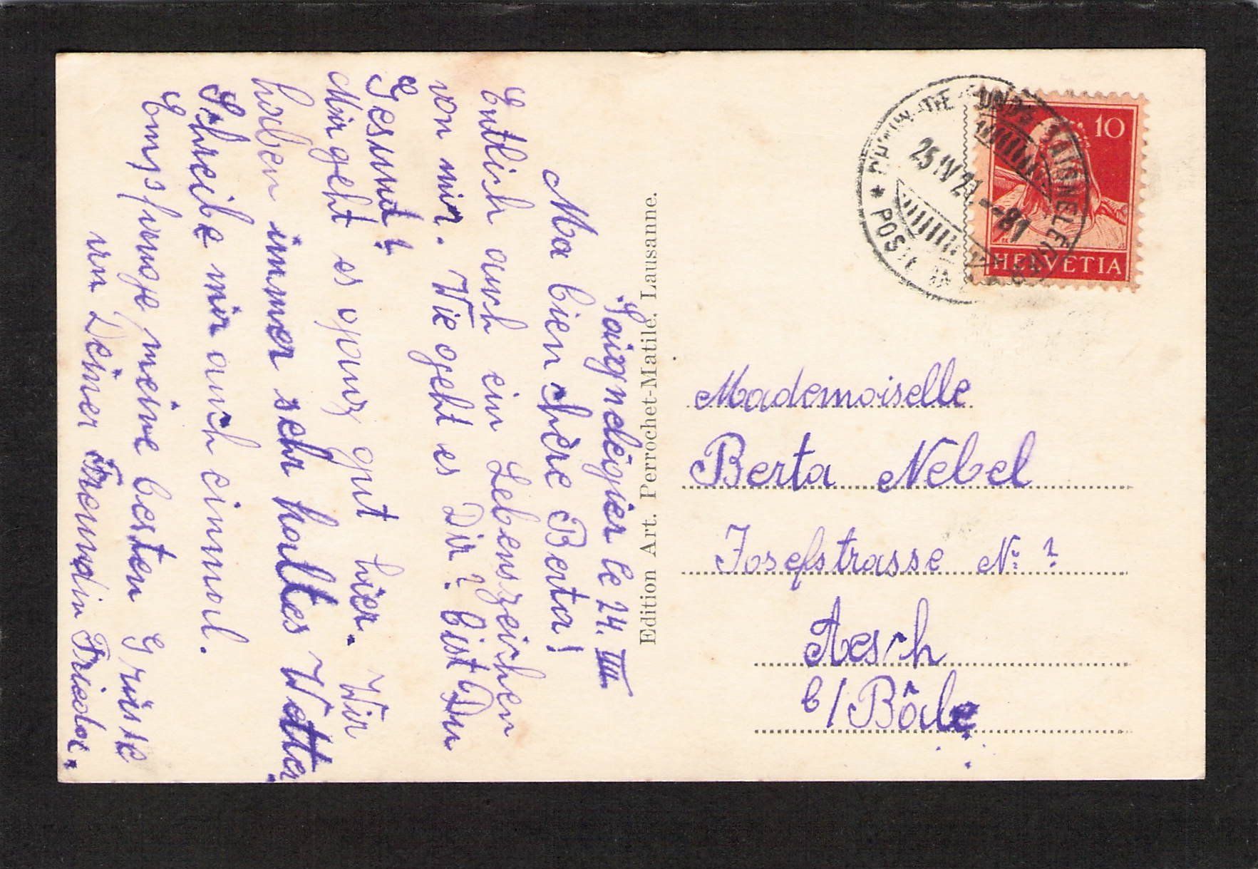 Ansichtskarten: #Saignlegier JU, Le Templer protestant , gel. 1921 – Gebraucht aus Reichenburg von Pipo-67 1