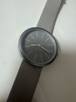 Armbanduhr THREE grau Leder Armband Unisex guter Zustand