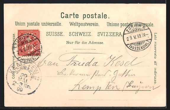 Cartes postales: Lithographie Zürich, Ortsansicht, 1899 – D'occasion à Berlin par bartko-reher 1