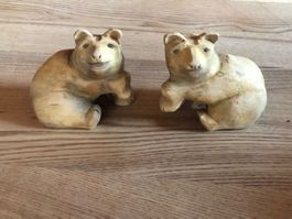2 Antike geschnitzte Holzbären