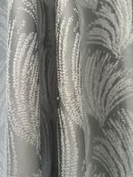 Elegant Grey Curtains with Silver Pattern - Eyelet Top.