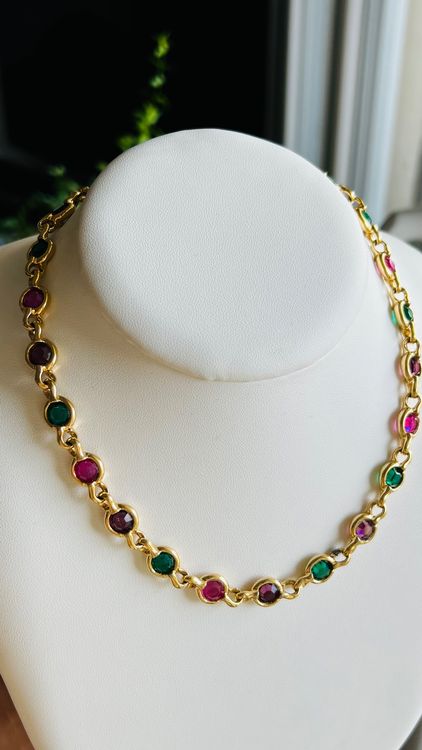 Collier Vintage Ted Lapidus Plaqué Or Avec Strass – Design Rétro Et élégant – Très Bon état !