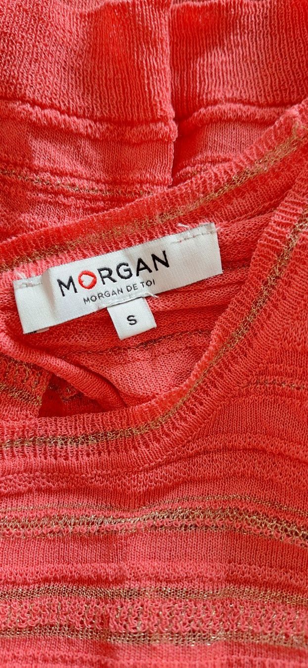 Morgan T-shirt: Morgan, t-shirt ajouré corail – Nuovo (secondo la descrizione) da Lussery-Villars venduto da pousinete02 3