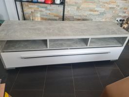 Lowboard mit Schublade und offenen Fächern Betonoptik