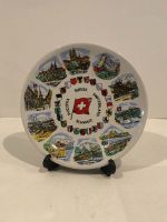 Assiette souvenir Suisse drapeaux des cantons paysages