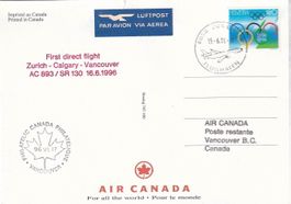Erstflug Air Canada Zürich - Calgary - Vancouver 1996